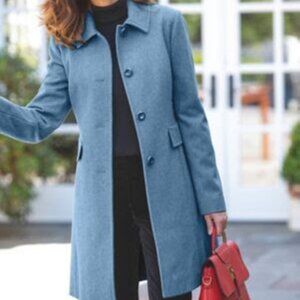 Women's Tailored Winter Blue Wool Coat XL